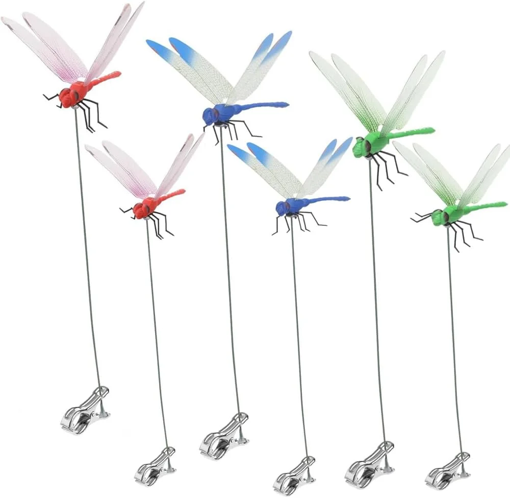 6 Pack Dragonfly Clips– 3D Garden Stakes Fly & Bird Deterrent for Yard, Patio, Plants, Horses & Deer 6 Pack Dragonfly Clips– 3D Garden Stakes Fly & Bird Deterrent for Yard, Patio, Plants, Horses & Deer