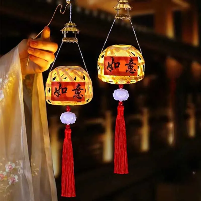 Bamboo Handmade Chinese Lanterns DIY Mid-Autumn Festival Lantern Decoration Lamp Hanging Ornaments