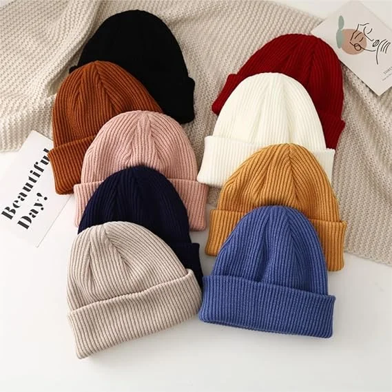 Unisex Warm Solid Color Knitted Hat, Warm and Cold-Proof Pullover Hat, Casual Woolen Knitted Hat Trendy