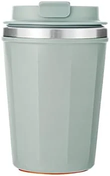 Coffe Mug 300/500ml Coffee Mug Vacuum Double-Layer Thermos Cup Simple Portable Handy Cup Travel Coffee Cup (Capacity : 401-500ml, Color : Green 300ml)