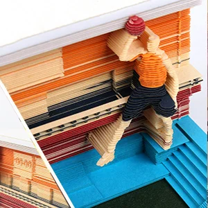 3D Memo Pad Paper Carving Art Sticky Notes, Basketball Belief 3D Notepad with Pen Holder Dribble Silhouette DIY Post Notes Creative Gifts for Basketball Lovers