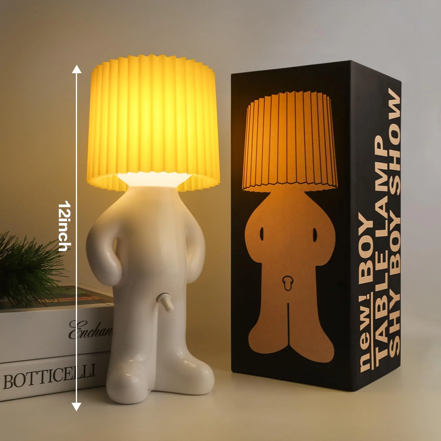Shy Boy Table Lamp, Portable Rechargeable Bedside Lamp, Funny Night Light Sense of Humor White Elephant Gag Gift for Adults Women Wife Girlfriend Birthday...