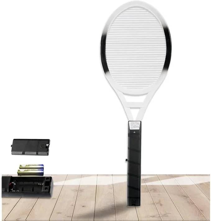 Powerful Electric Mosquito Swatter Strong Voltage Shock No Hornet Trap Bug Zapper Pest Control Camping Indoor Fly Swatter Kitchen Bedroom Dining Room Battery Single Net Electric Mosquito Swatter