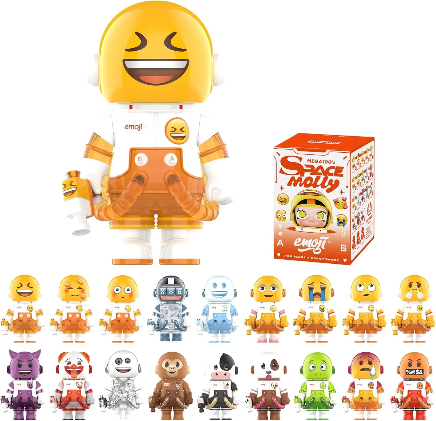 Whole Set, POP MART Mega Space Molly 100% × Emoji Series, Molly Blind Box Figures, Random Design Action Figures Collectible Toys Home Decorations, Holiday Birthday Gifts for Girls and Boys Whole Set, POP MART Mega Space Molly 100% × Emoji Series, Molly Blind Box Figures, Random Design Action Figures Collectible Toys Home Decorations, Holiday Birthday Gifts for Girls and Boys