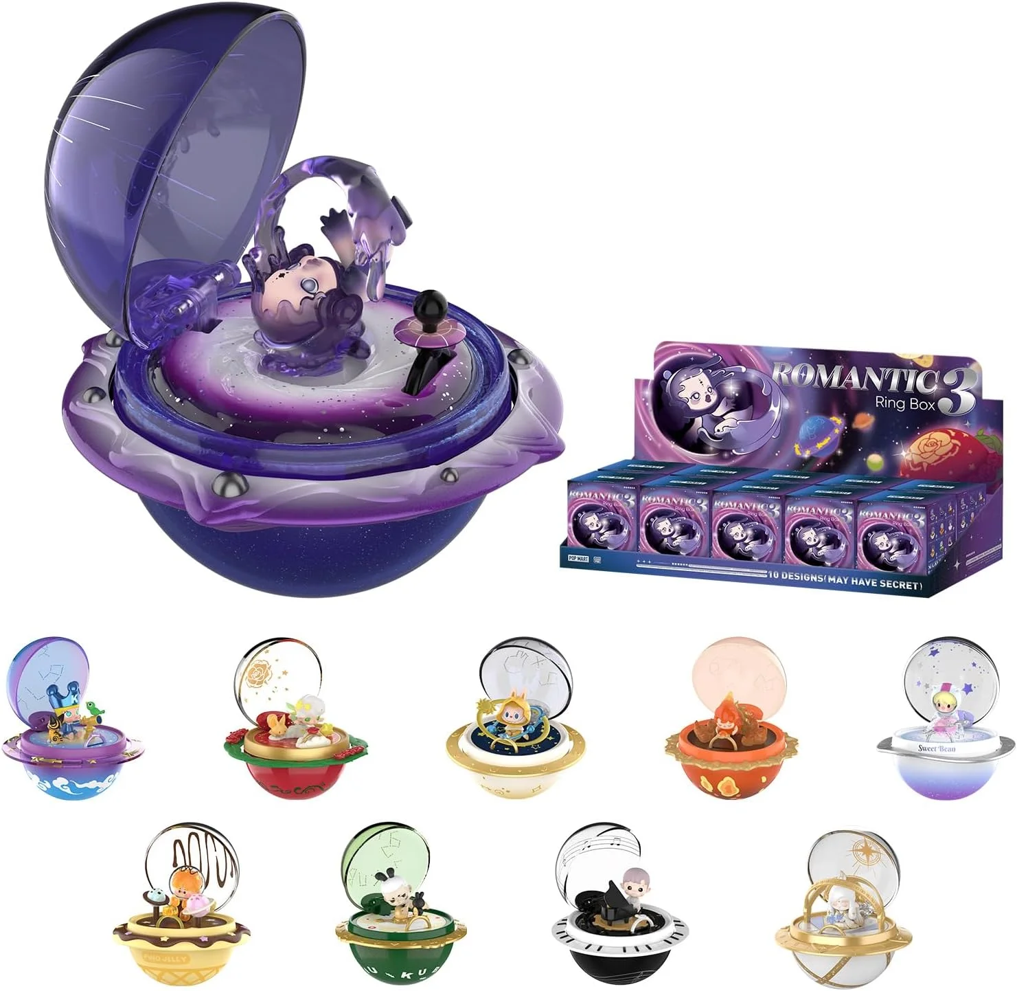 Whole Set, POP MART Romantic Ring Box Series 3 Scene Sets, 10PCs Romantic Ring Blind Box Figures, Random Design Action Figures Collectible Toys Home Decorations, Holiday Birthday Gifts Whole Set, POP MART Romantic Ring Box Series 3 Scene Sets, 10PCs Romantic Ring Blind Box Figures, Random Design Action Figures Collectible Toys Home Decorations, Holiday Birthday Gifts