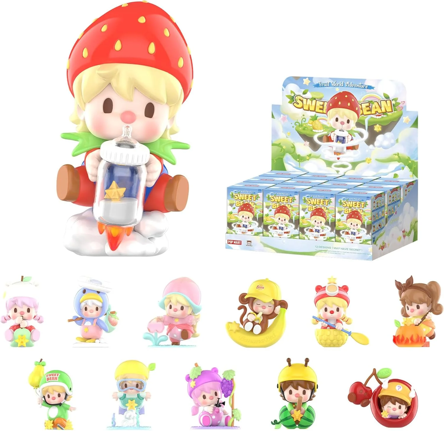 Whole Set, POP MART Sweet Bean Fruit World Adventure Series Figures, 12PCs Random Design Action Figures Collectible Toys Home Decorations, Holiday Birthday Gifts Whole Set, POP MART Sweet Bean Fruit World Adventure Series Figures, 12PCs Random Design Action Figures Collectible Toys Home Decorations, Holiday Birthday Gifts