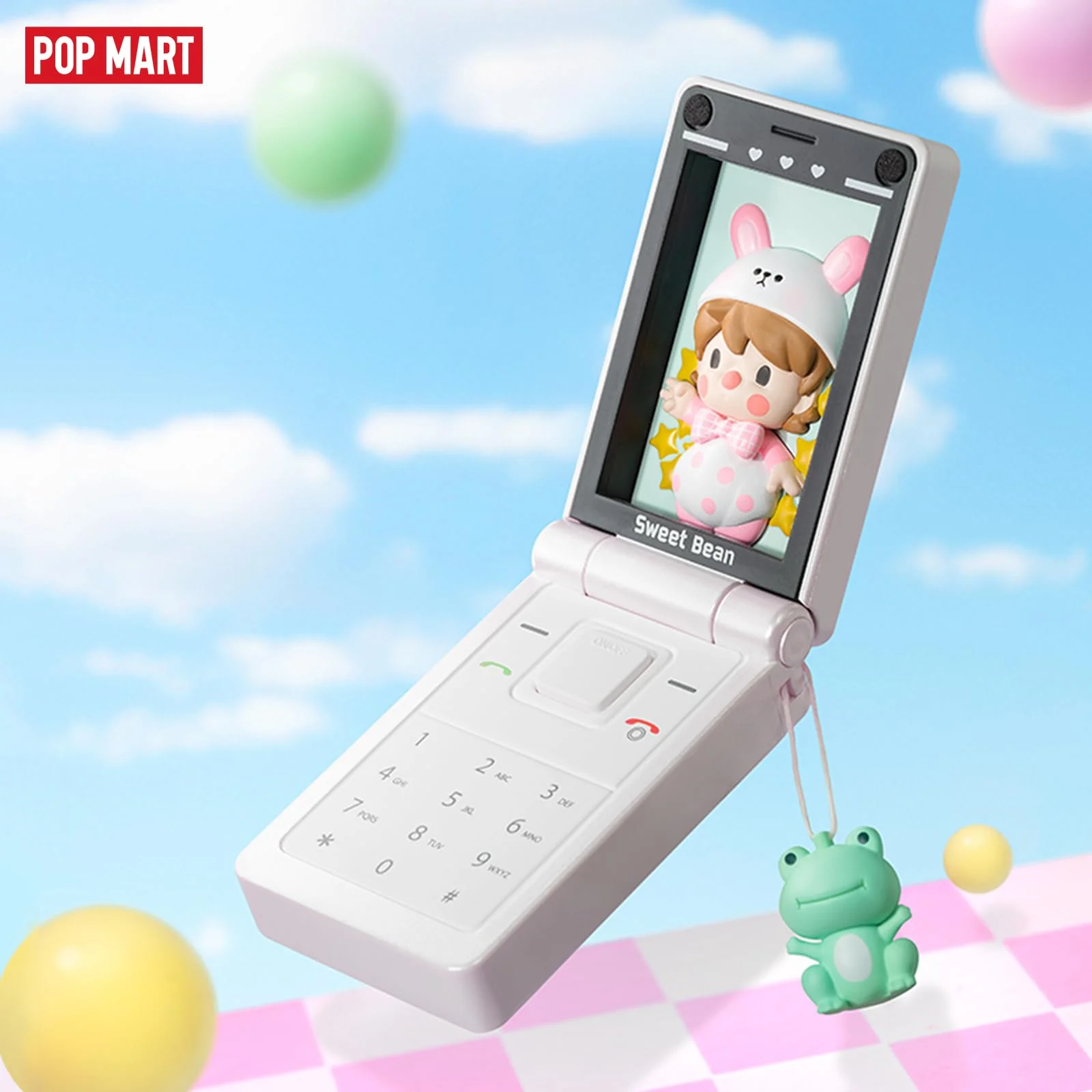POP MART Sweet Bean Pearl White Flip Phone Figure, 5.08 inches Height, Toys for Modern Home Decor, Collectible Toy Set for Desk Accessories,1PC