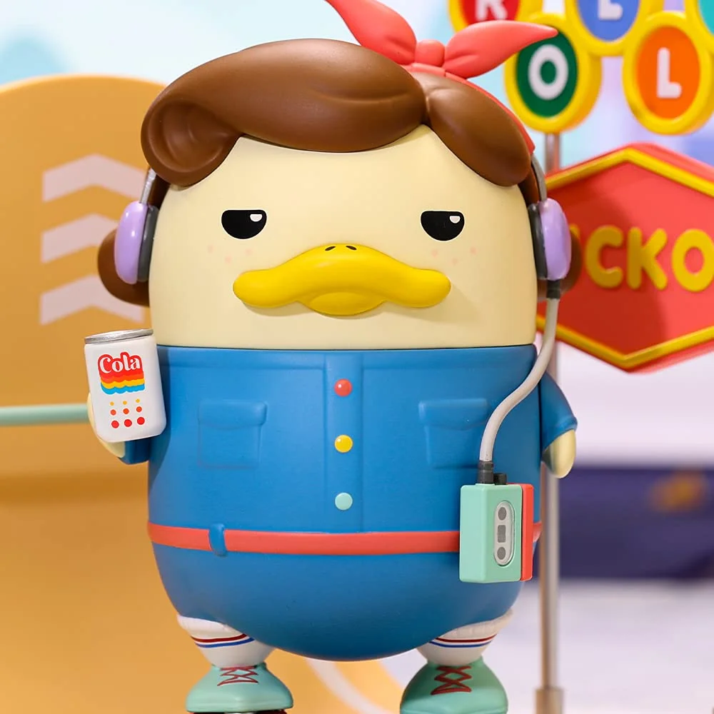 POP MART DUCKOO Retro Roller Skating Figurine Art Toy Popular Cute Kawaii Collectible Toys Plastic Action Box Gift for Christmas Birthday Party Holiday
