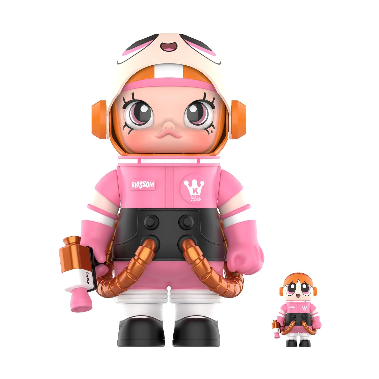 POP MART MEGA Space Molly 400%+100% The Powerpuff Girls-Blossom Collection Figurine, 400%: 11.8 Inch+100%: 2.76 Inch Height, Toys for Modern Home Décor, Collectible Art Toy