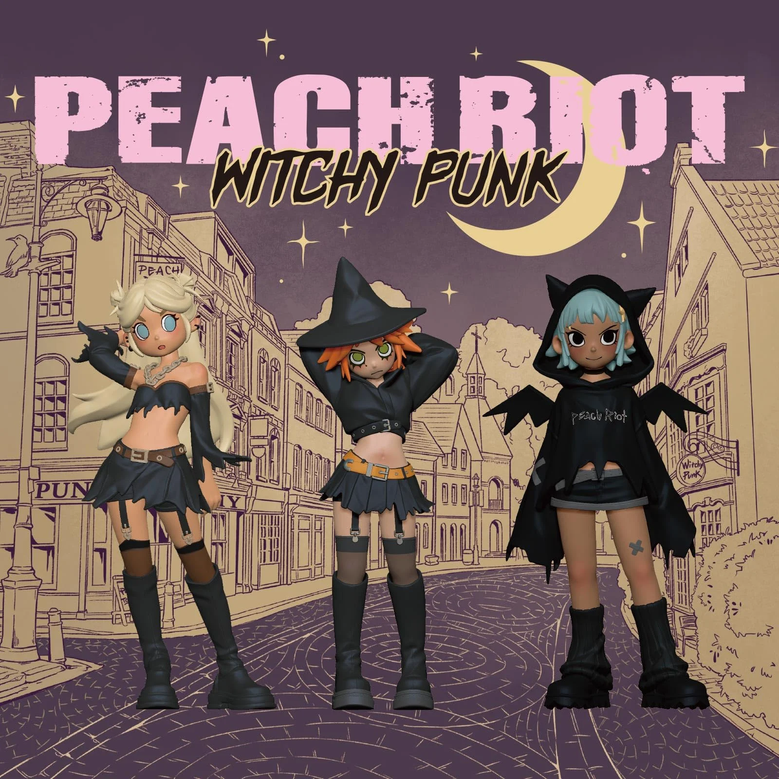 POP MART Peach Riot Witchy Punk Figures, 5.12 inches Height, Toys for Modern Home Decor, Collectible Toy Set for Desk Accessories, 1PC