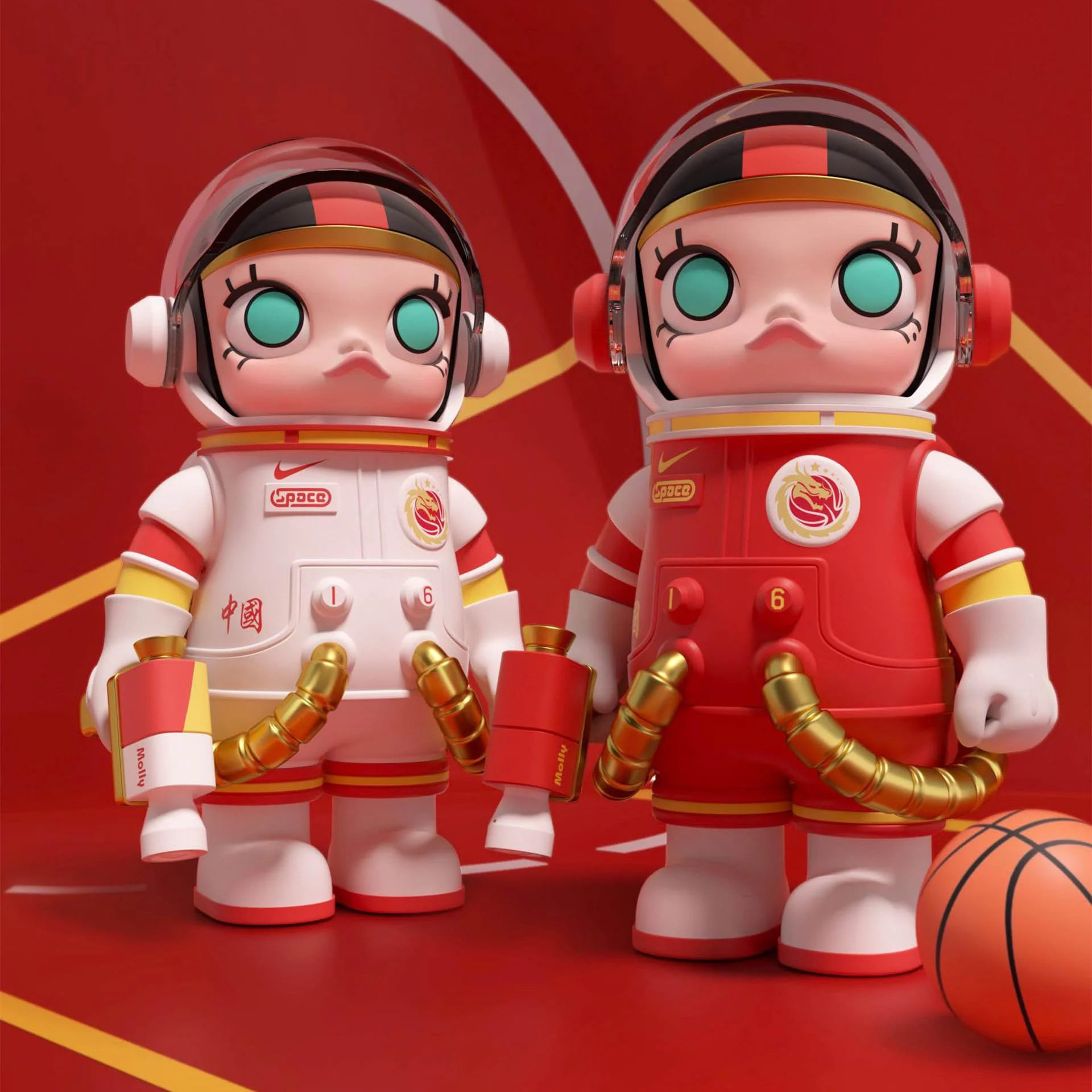 POP MART MEGA Space Molly 100% China Women's National Basketball Team, 3 inches Height, Toys for Modern Home Decor, Collectible Toy Set for Desk Accessories, 1PC