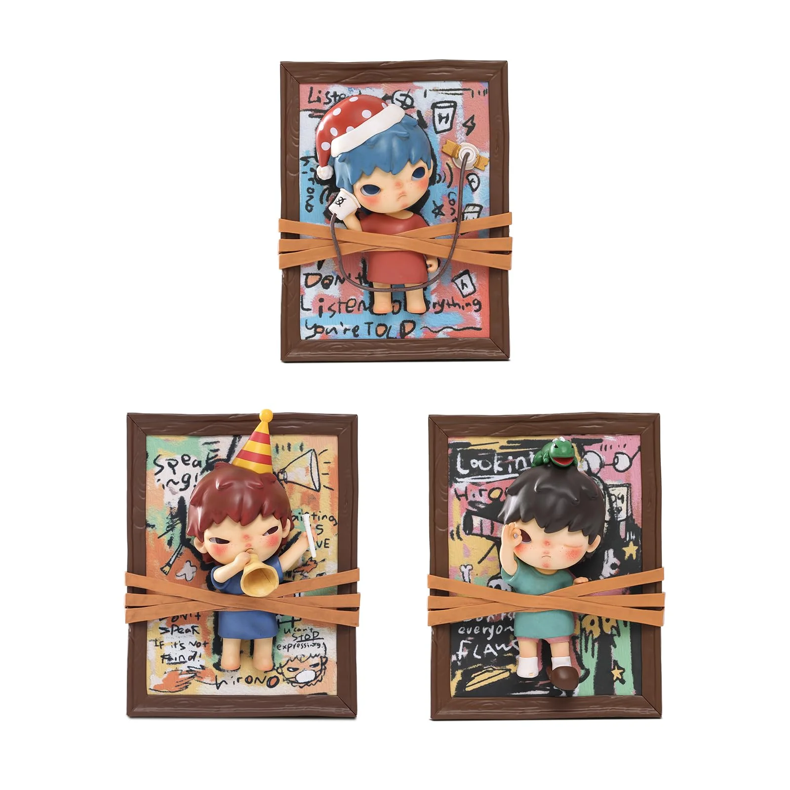 POP MART Hirono Listening Saying Seeing Figurines Set Collection, Collectilbe Figure Toy, for Mordern Home Decorations POP MART Hirono Listening Saying Seeing Figurines Set Collection, Collectilbe Figure Toy, for Mordern Home Decorations