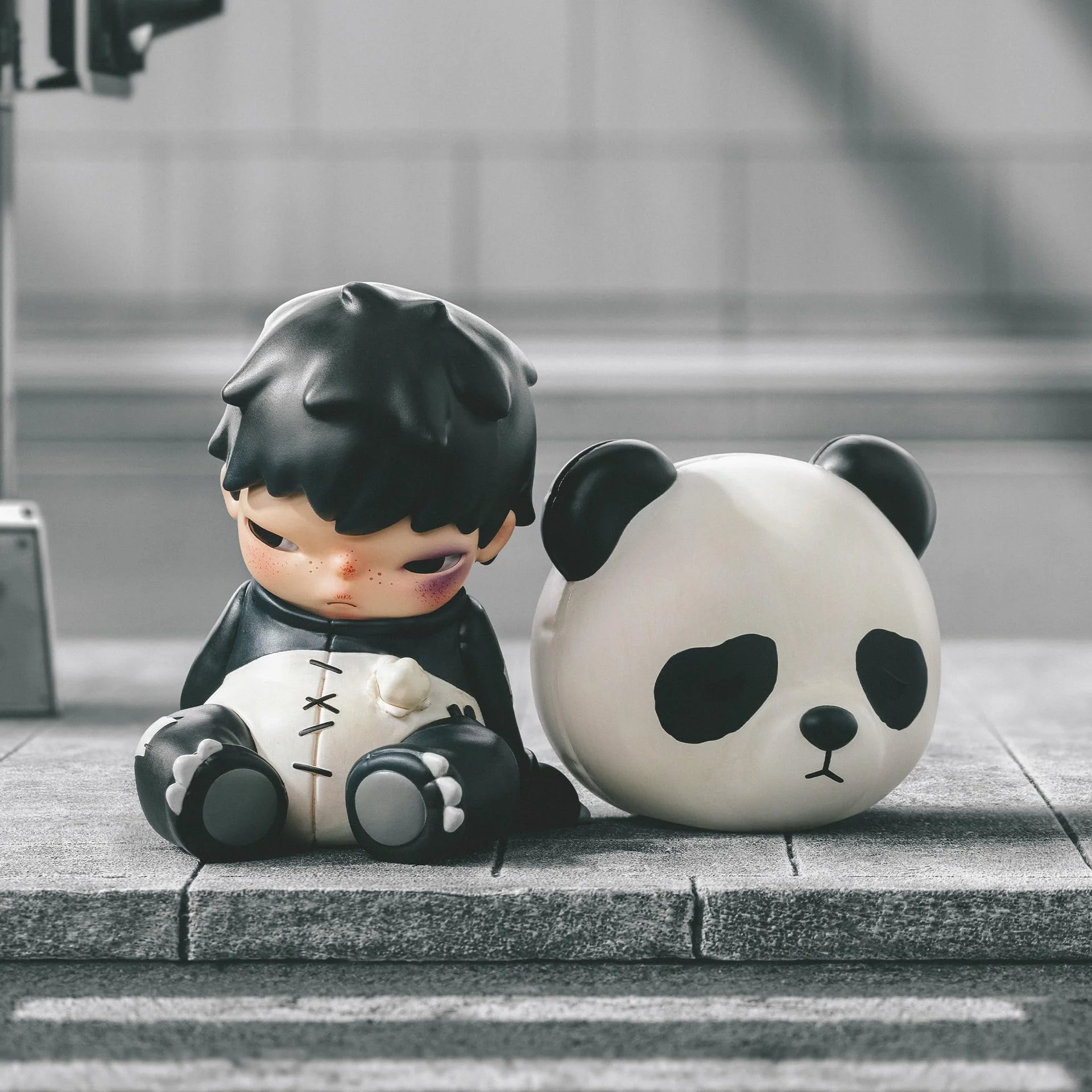 POP MART Hirono Doll Panda Figure, Toys for Modern Home Decor, Collectible Toy Set for Desk Accessories POP MART Hirono Doll Panda Figure, Toys for Modern Home Decor, Collectible Toy Set for Desk Accessories