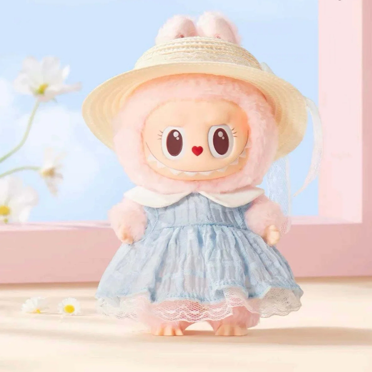POP MART LABUBU Mokoko V3 Blue Diamond Summer Party Series Pendant Plush Doll